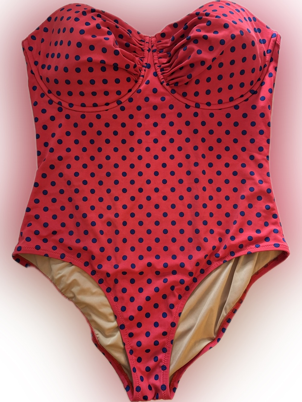 J. Crew 14 DD One-Piece Underwire convertible strap Swimsuit, Red & Royal Blue